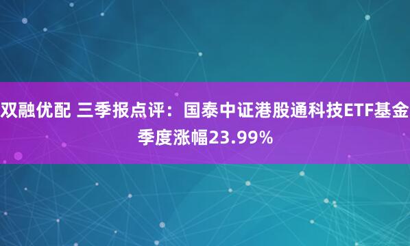 双融优配 三季报点评：国泰中证港股通科技ETF基金季度涨幅23.99%